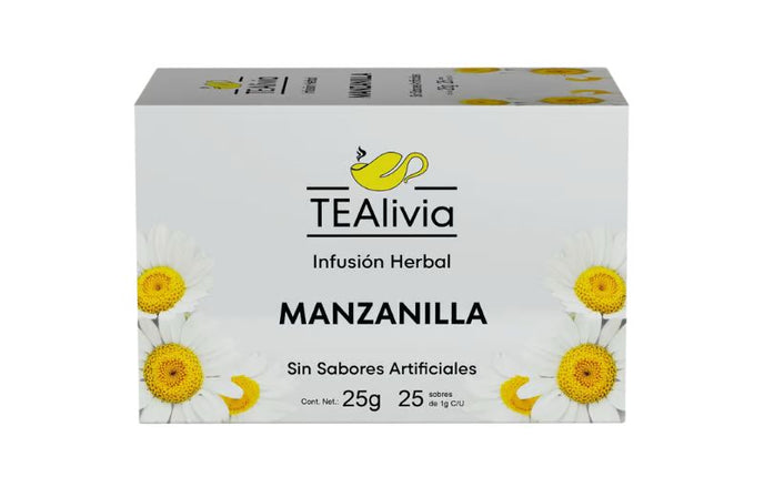 TEAlivia Chamomile Herbal Tea | 25 Tea Bags | Caffeine-Free Relaxing Infusion
