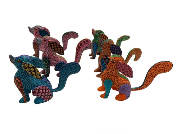 Alebrije Handmade Wooden Carving Mexican Alebrije, Signed by artisan. (Sold by piece) (Dog)