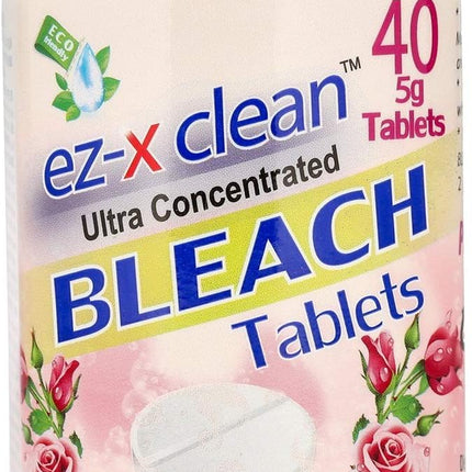 EZ-X CLEAN Ultra Concentrated Water Activated Bleach Tablets for Laundry and Multipurpose Cleaning. 40 Tablets 7.05 OZ Phosphate Free Replaces Liquid BLEACHES (Rose)