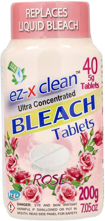 EZ-X CLEAN Ultra Concentrated Water Activated Bleach Tablets for Laundry and Multipurpose Cleaning. 40 Tablets 7.05 OZ Phosphate Free Replaces Liquid BLEACHES (Rose)
