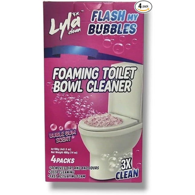 LYLA 3X Flash My Bubbles Foaming Toilet Bowl Cleaner – 4 Pack, Bubble Gum Scent