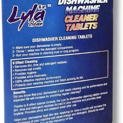 LYLA 3X Dishwasher Cleaner Tablets – 12 Pack, Deep Cleaning & Descaling