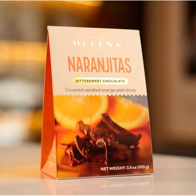Helena Chocolatier Gourmet Naranjitas – Candied Orange Peel Covered with Bittersweet Chocolate 3.5 oz (100 g)