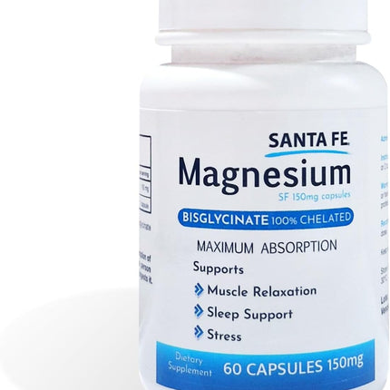 Blue Whale Dietary Magnesium (Bisglycinate) 100% Chelated - Maximum Absorption, Supplement to Support: Stress Relief, Sleep, Heart Health, Nerves, Muscles & Metabolism, 60 Capsules (150 mg)