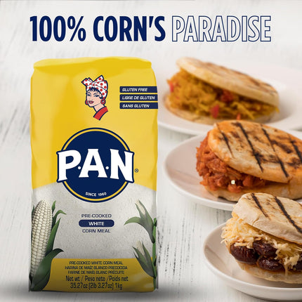 P.A.N. White Corn Meal – Pre-cooked Gluten Free and Kosher Flour for Arepas (2.2 lb/Pack of 1)