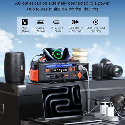 300W Portable Power Station, 296Wh Solar Generator with 100W USB-C Input and Output, Night Light and LED Flashlight,