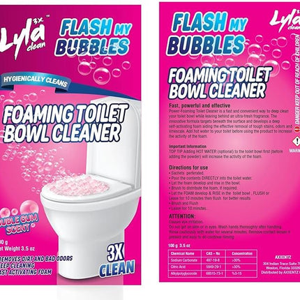 LYLA 3X Flash My Bubbles Foaming Toilet Bowl Cleaner – 4 Pack, Bubble Gum Scent