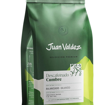 Juan Valdez Coffee colombiano molido, (Cumbre descafeinado)