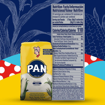 P.A.N. White Corn Meal – Pre-cooked Gluten Free and Kosher Flour for Arepas (2.2 lb/Pack of 1)