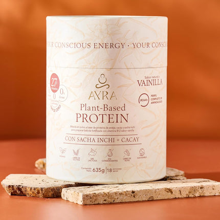 AYRA Proteína natural de sabor a vainilla a base de plantas con sacha Inchi + cacay