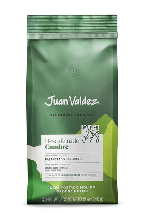 Juan Valdez Coffee colombiano molido, (Cumbre descafeinado)