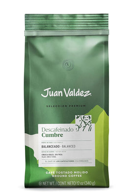 Juan Valdez Coffee colombiano molido, (Cumbre descafeinado)