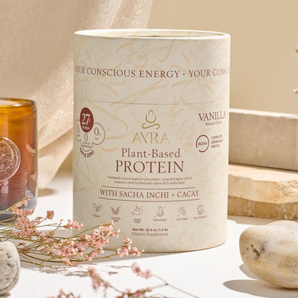 AYRA Proteína natural de sabor a vainilla a base de plantas con sacha Inchi + cacay