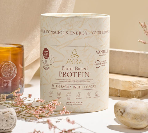 AYRA Proteína natural de sabor a vainilla a base de plantas con sacha Inchi + cacay