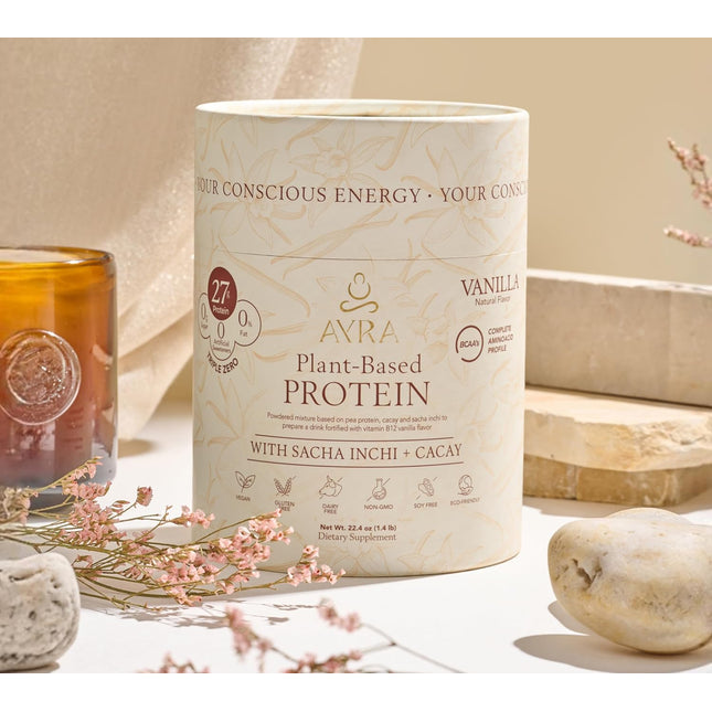 AYRA Proteína natural de sabor a vainilla a base de plantas con sacha Inchi + cacay