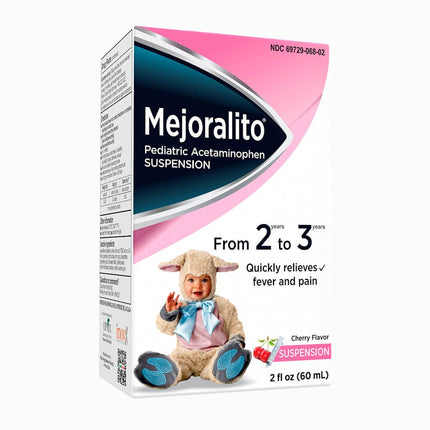 Mejoralito Pediatric Acetaminophen Suspension, 2–3 Years | Cherry Flavor 2 fl oz (60 mL)
