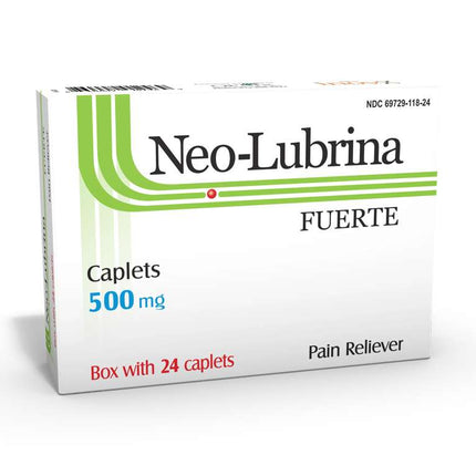 Neo-Lubrina Fuerte Pain Reliever Caplets 500 mg | 24 Tablets