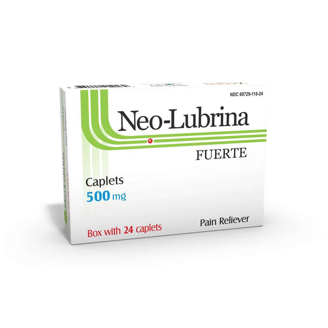 Neo-Lubrina Fuerte Pain Reliever Caplets 500 mg | 24 Tablets