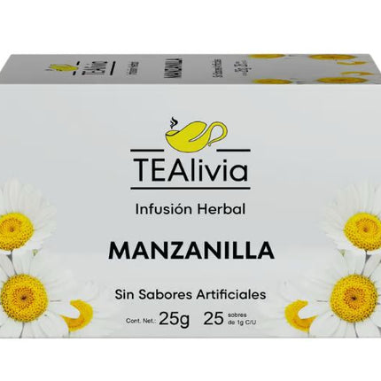 TEAlivia Chamomile Herbal Tea | 25 Tea Bags | Caffeine-Free Relaxing Infusion