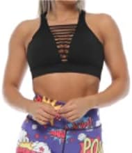 PRECISSA Sport Bra with Crossed Straps in The Back and V-Shape Neckline in The Front for Women. Assorted Colors.