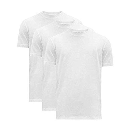 1 Source Men's 3-Pack 100% Cotton Short Sleeve Crew Neck T-Shirt Color White (Large)