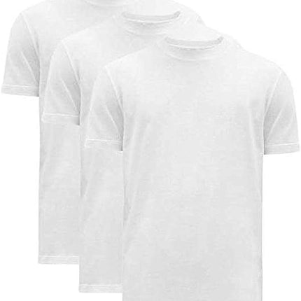 1 Source Men's 3-Pack 100% Cotton Short Sleeve Crew Neck T-Shirt Color White (Large)