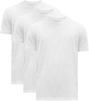 1 Source Men's 3-Pack 100% Cotton Short Sleeve Crew Neck T-Shirt Color White (Large)