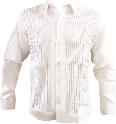 Kin-Ha Guayabera Hombre Manga Larga 100% Lino Estilo Presidencial. (Grande) Blanco