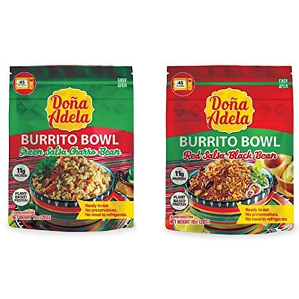 Doña Adela Burrito bowls tasting pack Ready to Eat, Mexican Food, no preservatives, no need to refrigerate. (Adela green burrito 2)