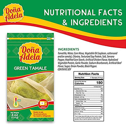 Doña Adela Tamales, Red, Green and Habanero Tamale, no preservative, no need to refrigerate, ready to eat, dairy free, natural ingredients (HABANERO, 4)