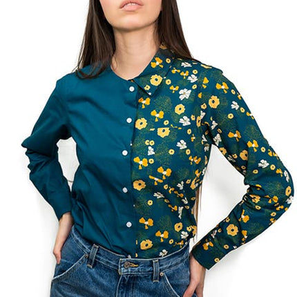 ALESIA DESIGNS. Cotton Uneven Printed Shirt (M/L)