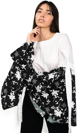 ALESIA DESIGNS. Floral Print Bell Sleeve Shirt (M/L)