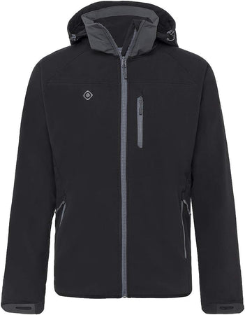 Izas Minto Men's Hooded Softshell Jacket (Large, Black/Dark Grey)