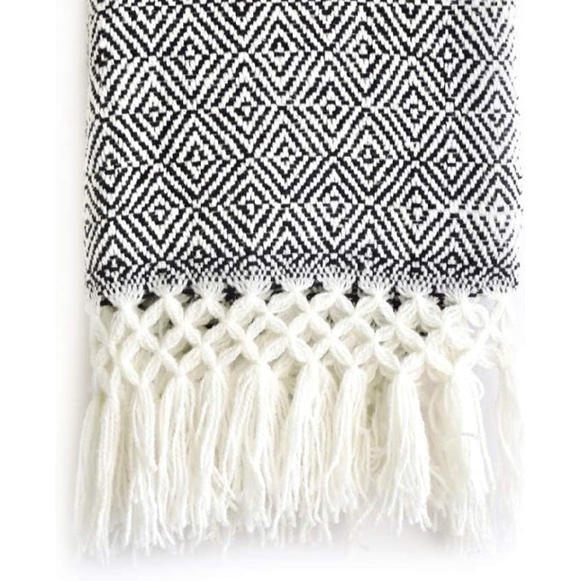 Handmade Table Runner or Bedding Blanket, Throw Blanket. Assorted Colors (Black)