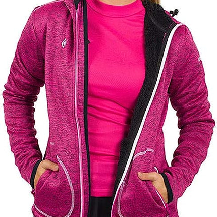 Izas Guara Women's Hooded Fleece Jacket (Large, Fuchsia/Black)