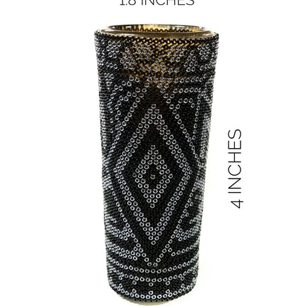 Handmade Tequila- Mezcal Shot, Huichol Art. Each Shot is Unique, colors and Design May vary from the original picture (SOLD BY PIECE) (Black Tall, 1Pack)