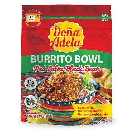 Doña Adela Paquete de degustación de tazones Burrito Listo para Comer, Comida Mexicana, sin conservantes, sin necesidad de refrigerar (Burrito Bowl Rojo 2 Pack)