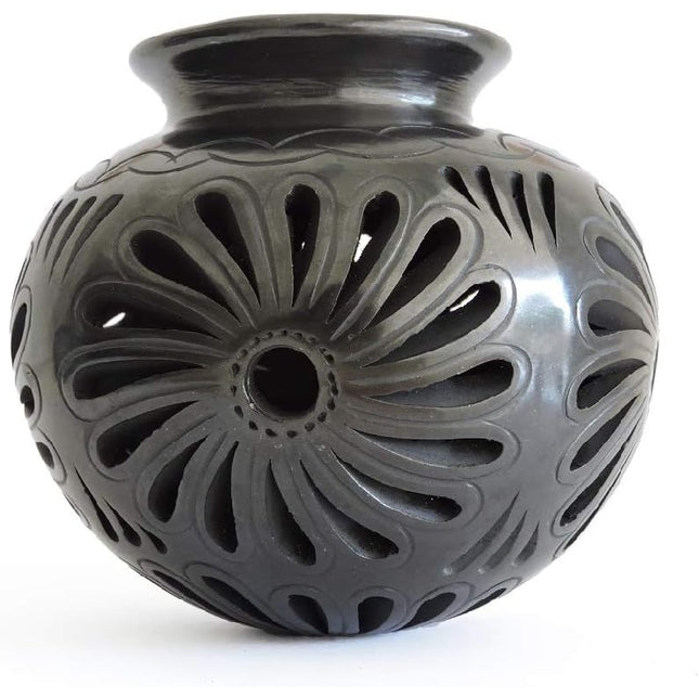 Handmade Mexican Clay Decor Vase/Pot, Perfect for Home Decor, Flowers (Straw Base not Included) (Flowers, 6inx5.5in)