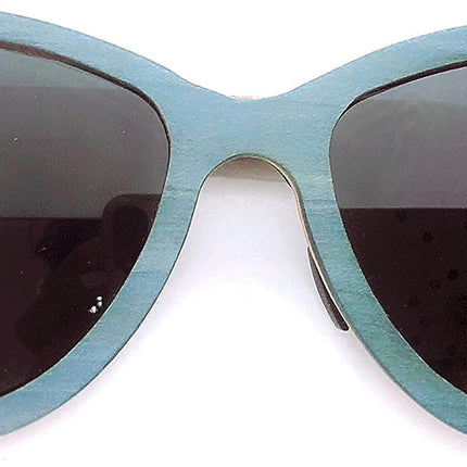 Fento Gafas de Sol Artesanales de Madera Mujer Hombre Lega Azul Madera Gris Lentes Diseño Polarizadas