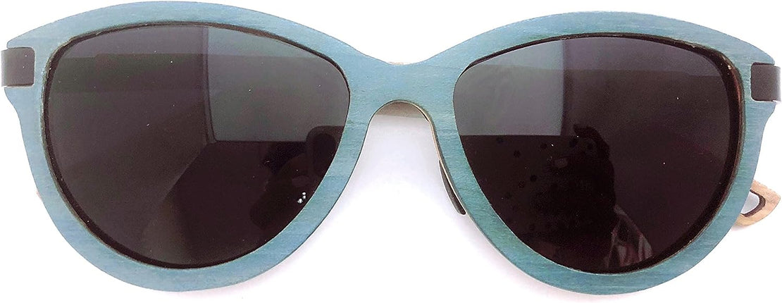 Fento Gafas de Sol Artesanales de Madera Mujer Hombre Lega Azul Madera Gris Lentes Diseño Polarizadas