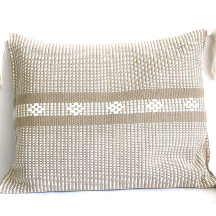 Decorative Handmade Mexican Pillow Cover .Assorted Colors (Beige)