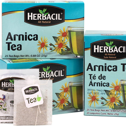 Herbacil Arnica Tea, Caffeine-Free, 3-Pack, 0.88 Oz, 25 Tea Bags per Box (75 Tea Bags)