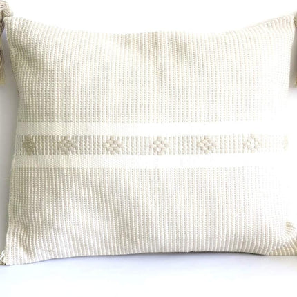 Decorative Handmade Mexican Pillow Cover .Assorted Colors (Beige)