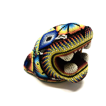 Serendipia Handmade Huichol JAGUAR Beaded Original Mexican Art. (Black)
