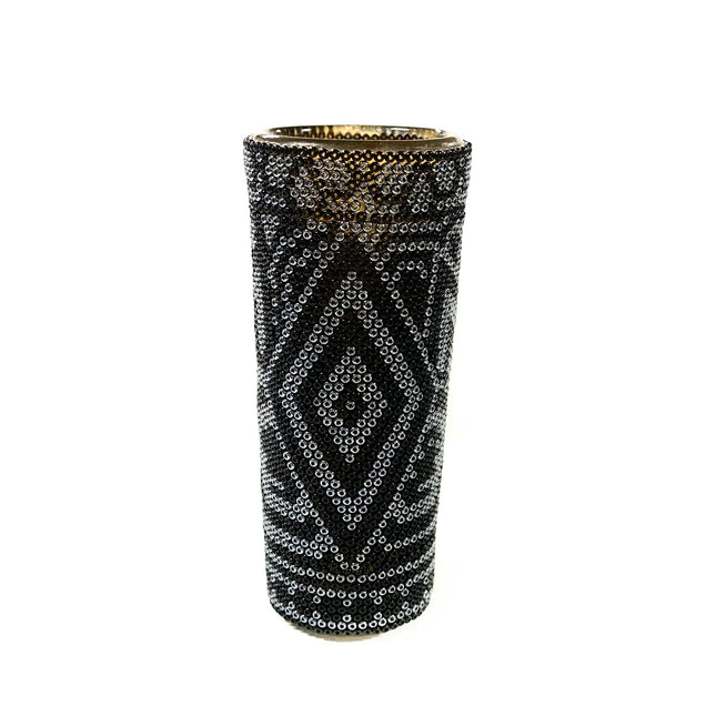 Handmade Tequila- Mezcal Shot, Huichol Art. Each Shot is Unique, colors and Design May vary from the original picture (SOLD BY PIECE) (Black Tall, 1Pack)