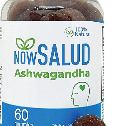 NOWSALUD Ashwagandha 75mg Gummy Supplement, Orange Flavored, Mood Support & Managing Stress Supplement, 100% Natural, 60 Count.