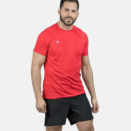 Camiseta Técnica Hombre Izas Creus II de Manga Corta Tejido Tecnología Dry y Coolspeed. 100% poliéster. Rojo