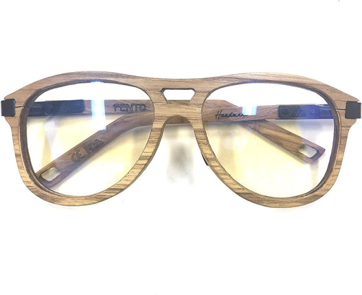 Gafas de Sol de Madera Hechas a Mano FENTO Mujer Hombre Flyer Diseño de Madera Polarizadas (Madera de Fresno, Azul)