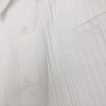Traditional White Guayabera, Presidential Style, Thin poplin, Short Sleeves Shirt 65% Polyester 35% Cotton. (Medium)