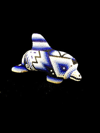 SERENDIPIA Handmade Huichol Animals Beaded Original Mexican Art (Turtle, Whale, Dolphin, Donkey, Snake, Frog, Fish,Parrot) (Dolphin)